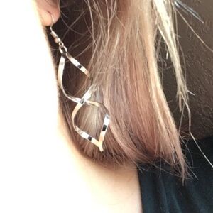 Silver Double Loop Drop Earrings